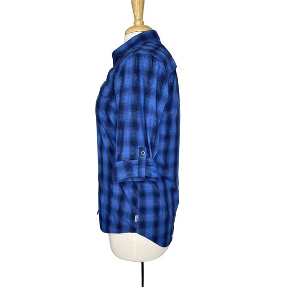 EDDIE BAUER Travex Blue Plaid Classic Fit Button Up Shirt XS Womens Outdoor - Picture 2 of 10